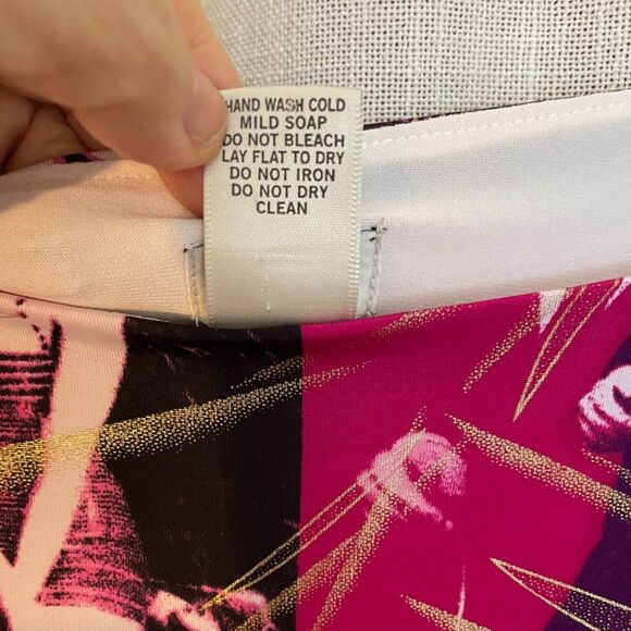 Cache Long‎ Sleeve Bodycon Dress Graphic Print Pink Black Gold Foil Size Small - Picture 4 of 4